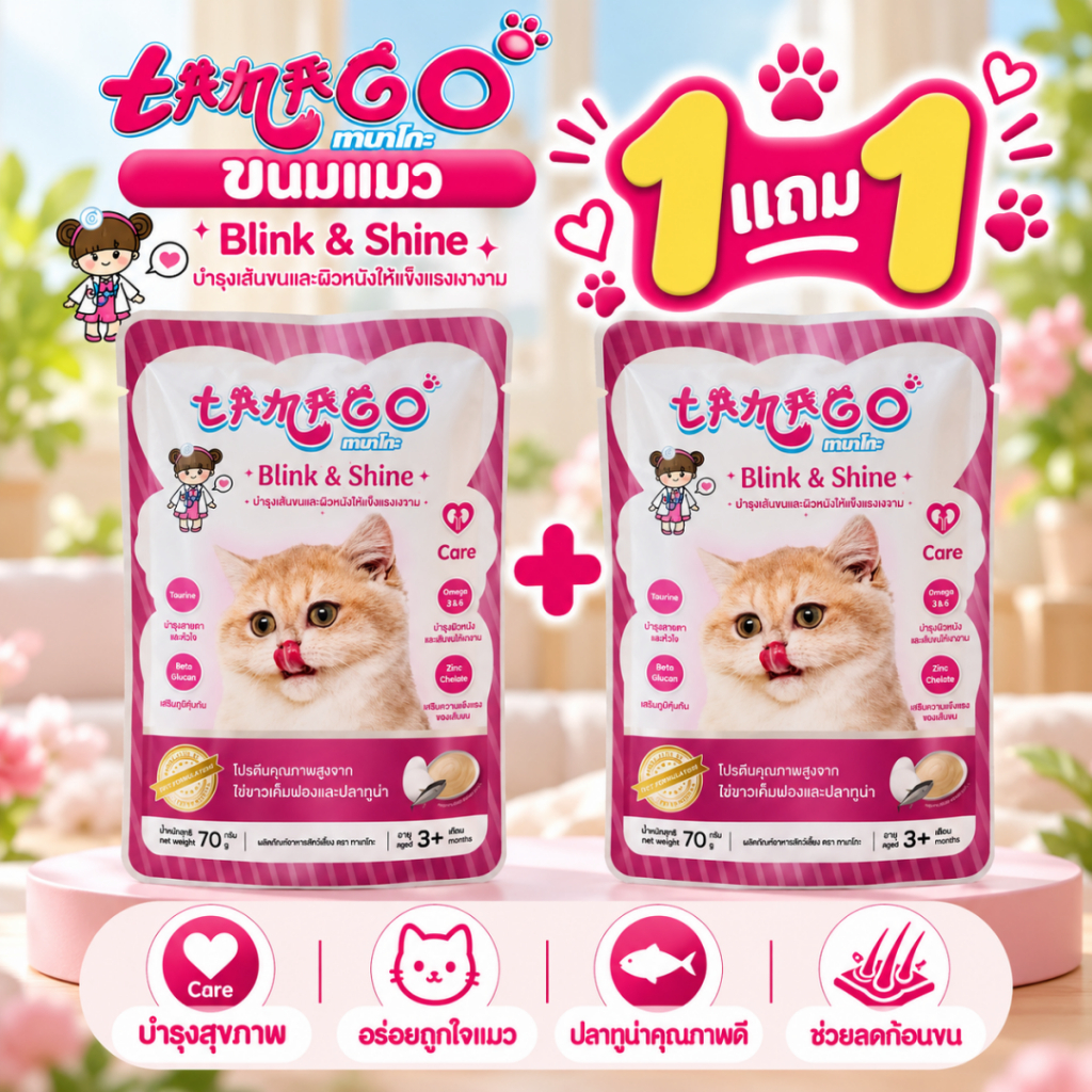 Tamago طعام قطط رطب Jumbo ‏Blink & Shine ‏(1+1)