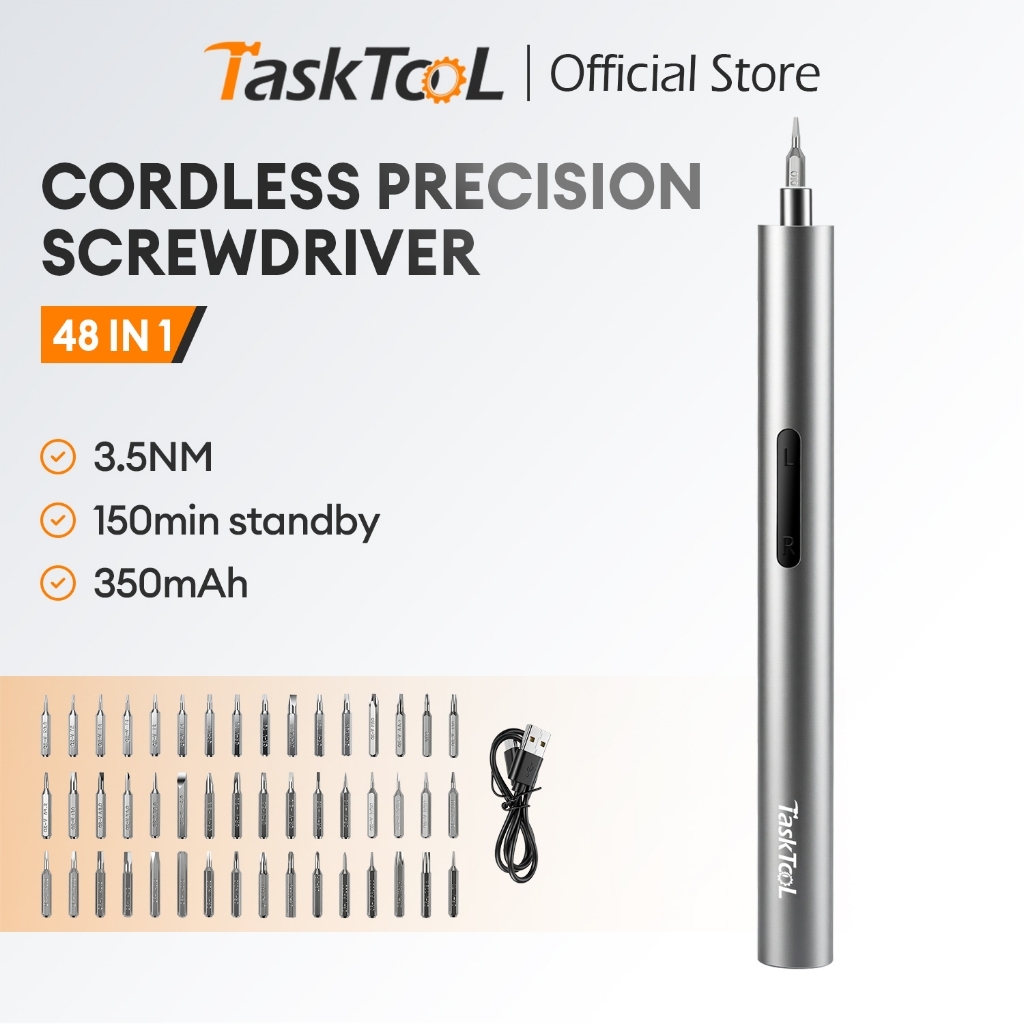 TASKTOOL 48ชิ้น ไขควงไฟฟ้า เครื่องมือช่าง สว่านไฟฟ้าไร้สาย ไขควงไฟฟ้าไร้สาย ชุดไขควง 3.5NM