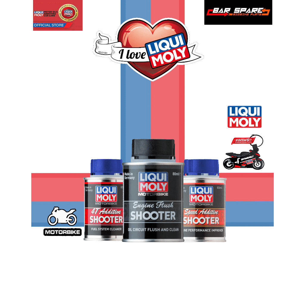 Liqui Moly น้ำยา Engine Flush + 4T Additive + Speed Shooter 80ml