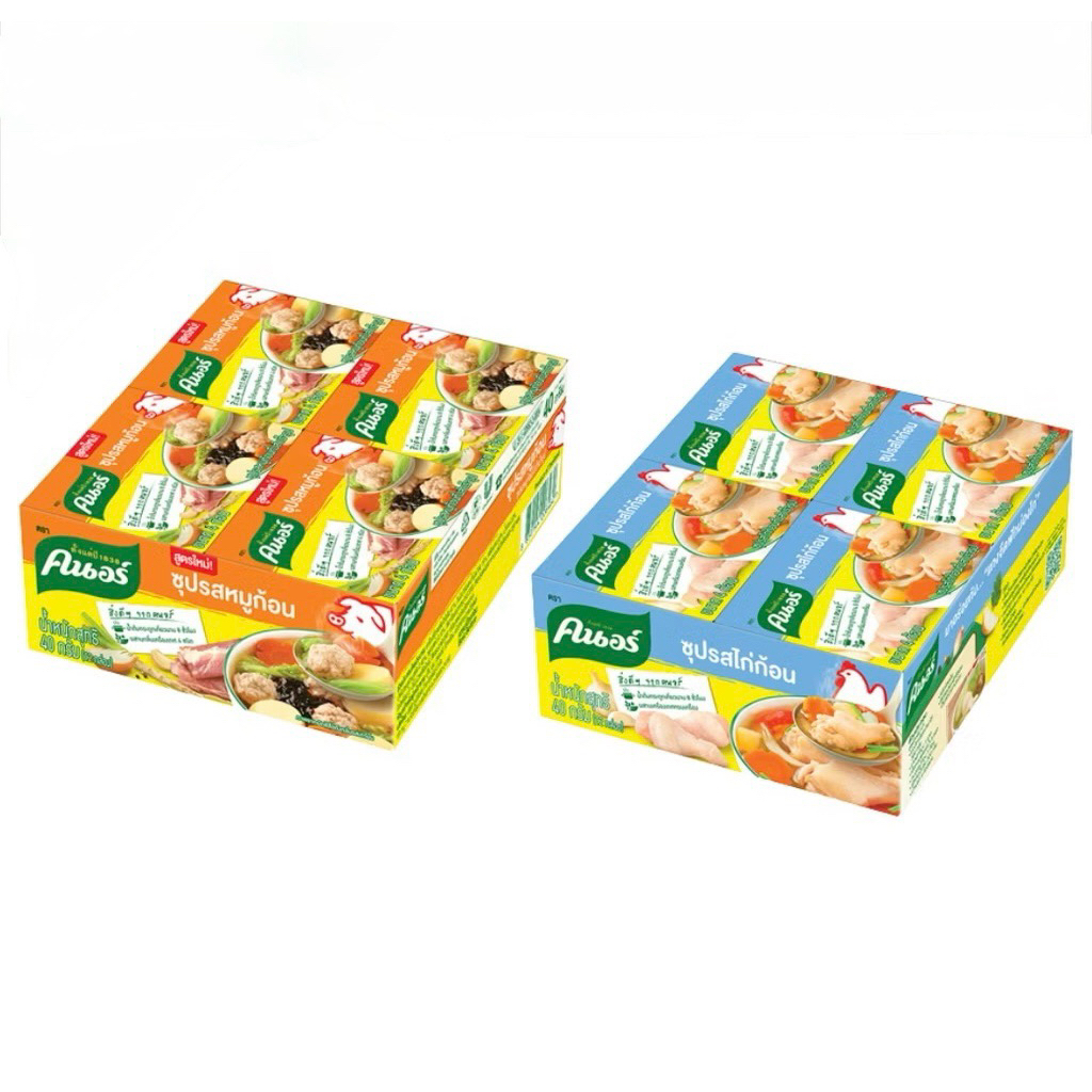 คนอร์ ซุปก้อนกึ่งสำเร็จรูป หมู -ไก่ ขนาด 40 กรัม x 12 กล่อง