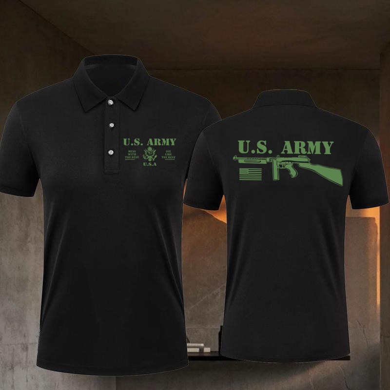 💥 With  ARMY เสื้อโปโล USMC CAVALRY AIRBORNE NAVY ความสะดวกสบายในการสวมใส่ Breathable polo shirt