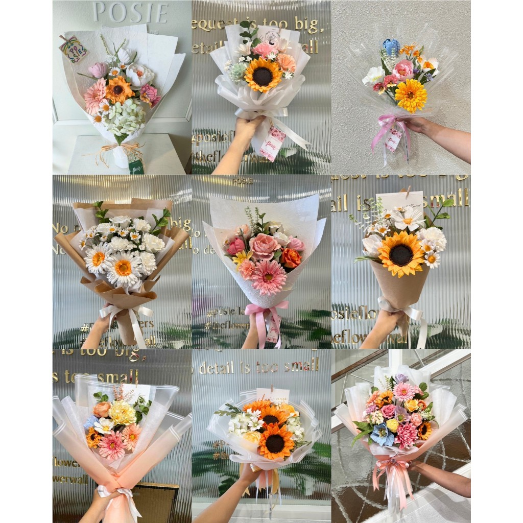 POSIE Flower Bouquet ช่อดอกไม้โพซี่รวมแบบขายดี มีกลิ่นหอม ดอกไม้กระดาษสา พร้อมส่งในไทย - รูปที่ 4