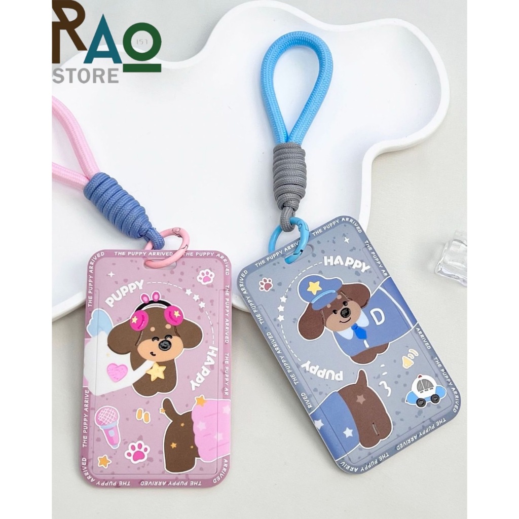 RAO Store พร้อมส่ง ที่ใส่บัตรพนักงานลายการ์ตูนสีสันสดใส  คีย์การ์ด พวงกุญแจเชือกถัก