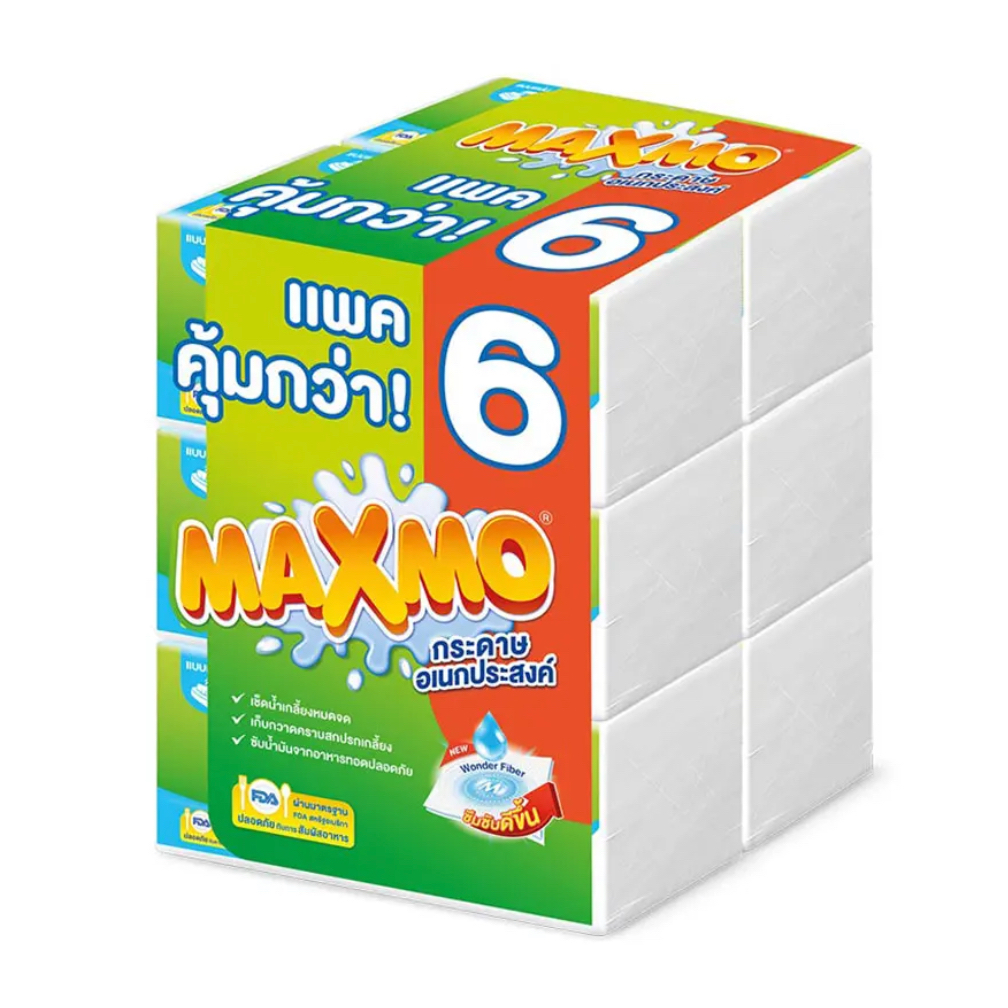 [แพค] MAXMO แม็กโม่ กระดาษอะเนกประสงค์ แบบแผ่น แพค 6 ห่อ ห่อบรรจุ85แผ่น ซึมซับดีขึ้น