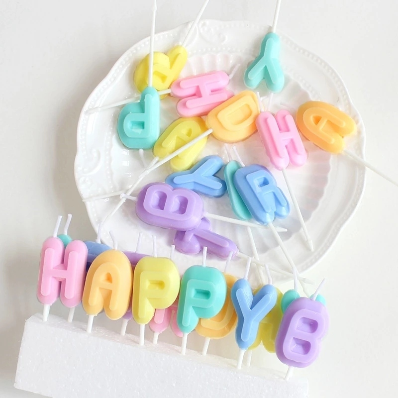 เทียนตัวอักษร เทียนปักเค้ก เทียนวันเกิด  HAPPY BIRTHDAY Cake candles, birthday candles, letter candl