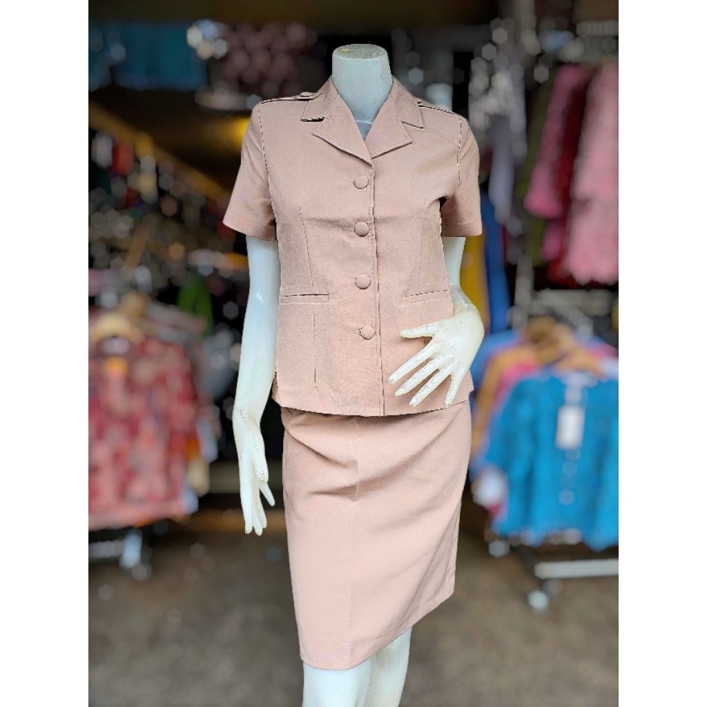 เอว 24 - 44 ชุดข้าราชการ ผู้หญิง ชุดกากี ชุดซาฟารี เสื้อฮาวาย+กระโปรง