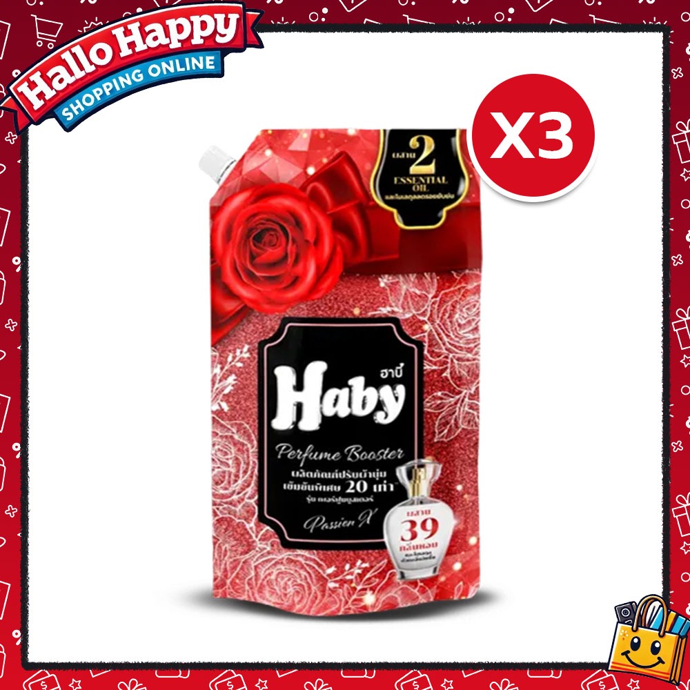 [2แถม1] Haby น้ำยาปรับผ้านุ่ม Series PERFUME BOOSTER กลิ่น PassionX ขนาด 540 ml.(แพค3ถุง)