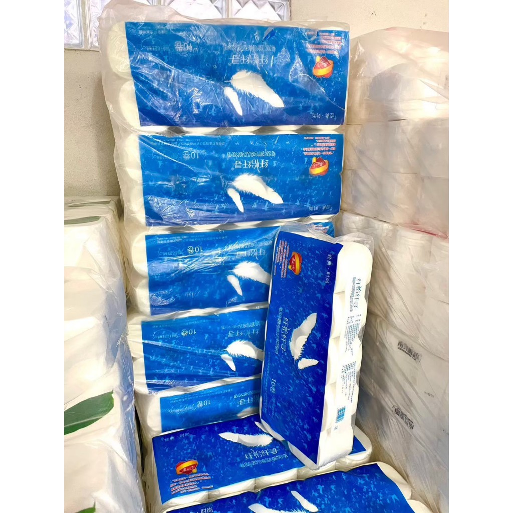 แพ็ค10หิ้ว 100ม้วน(ยกลัง) ทิชชู่ไร้แกนขนนก กระดาษทิชชู่ไร้แกน กระดาษชำระ กระดาษซับน้ำ เยื่อกระดาษหนานุ่ม ทิชชู่