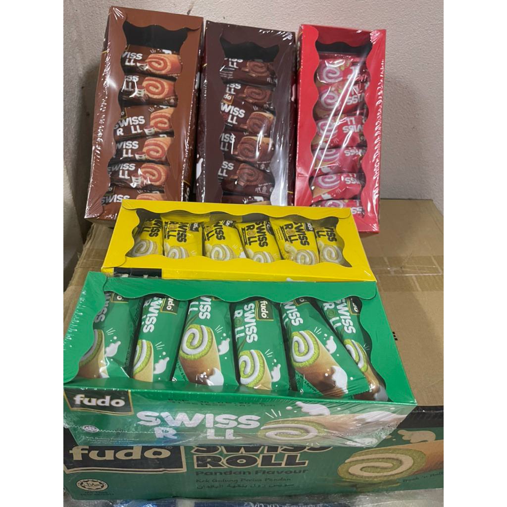 เค้กม้วนFudo Swiss roll แพ็ค24ชิ้น 18g