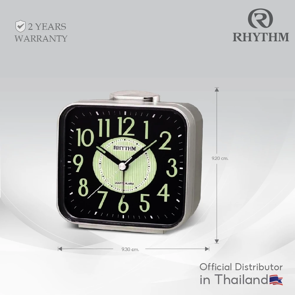 นาฬิกาตั้งโต๊ะ นาฬิกาปลุก RHYTHM นาฬิกาตั้งโต๊ะ ฐานกว้าง 9.3 ซม.-CRA629NR
