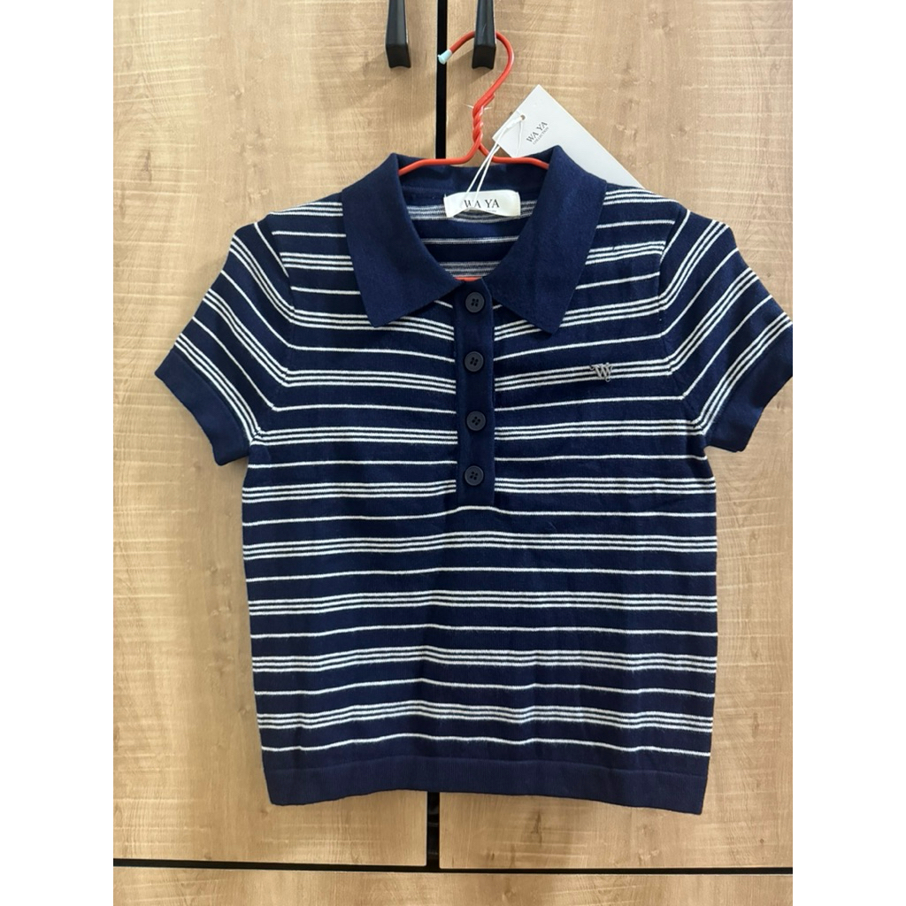 เสื้อไหมพรม ลายริ้ว สีกรม ป้าย WA YA มือ1