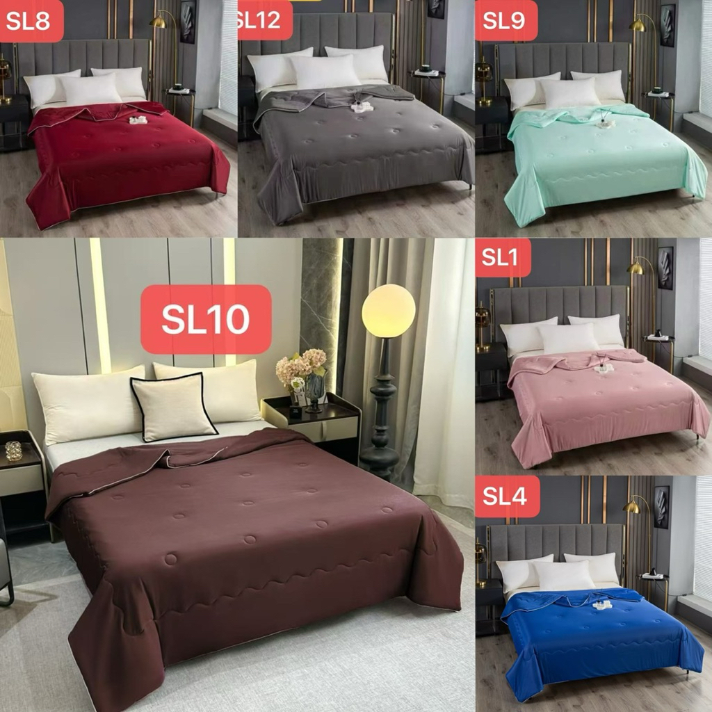 ผ้าห่มไหมน้ำแข็ง สีพื้น ผืนใหญ่ 7*8ฟุต215*235cmห่มเย็นสบาย เนื้อผ้าอย่างดี ใช้งานได้ดี