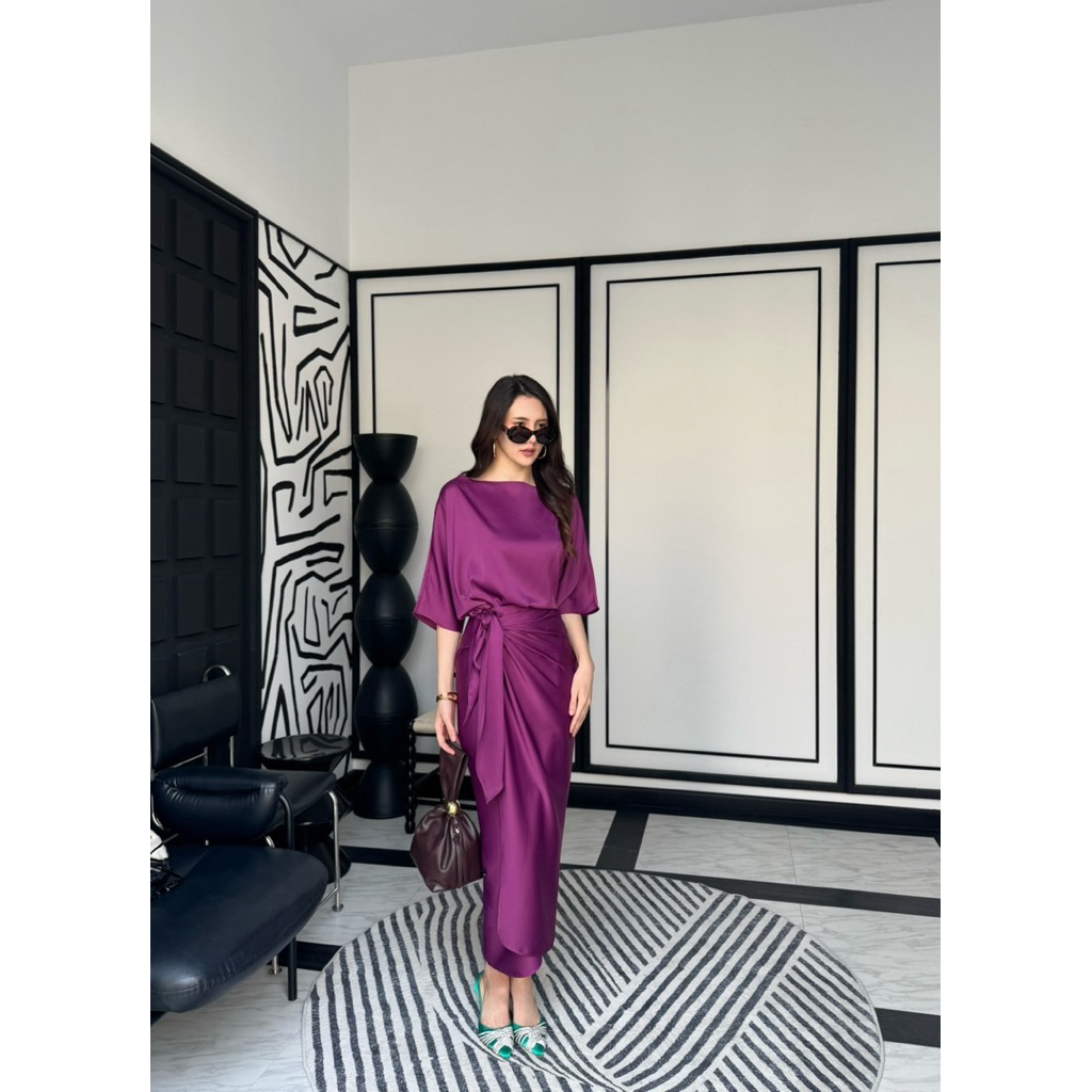 🔖Alot #Everlyn เดรสซาติน ผ้าเนื้อดี ใส่สบาย แบบผูกหน้า ใส่ได้ทั้งเป็น ชุดออกงาน ชุดไปงาน ชุดราตรี งานแต่ง ออกเดท - รูปที่ 6