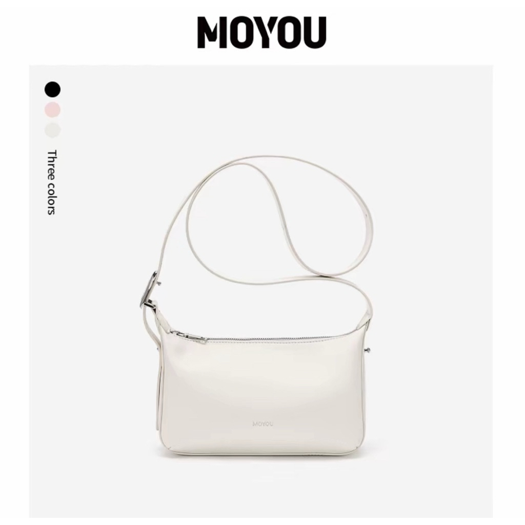 📍กระเป๋าสะพายไหล่ Moyou กระเป๋าหนัง PU คุณภาพดีสีขาวเลอะยาก สะพายได้ 2 แบบ