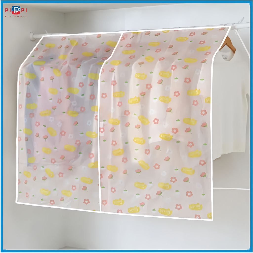 ที่คลุมราวผ้า ผ้าคลุมราวแขวนตากเสื้อ พลาสติกคุม กันฝุ่น กันน้ำ จัดระเบียบตู้ Cloth Cover