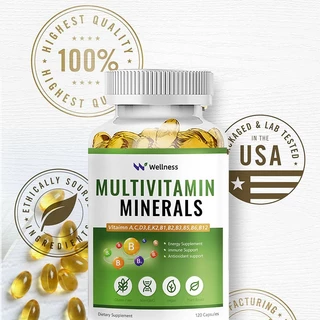 Wellness Multivitamin แคปซูลมัลติวิตามินพร้อมวิตามินและแร่ธาตุเพื่อพลังงาน สมอง หัวใจ ผิว สุขภาพดวงตา Vitamin Supplement