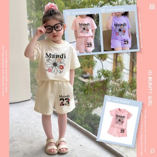 ชุดเด็ก เสื้อยืดแขนสั้น+กางเกงขาสั้น ชุดสองชิ้น แฟชั่นสไตล์เ…