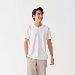 เสื้อไม่ร้อน คอวี Mynds รุ่น Regular Smart T-Shirt ผ้า Dry Tech ที่สุดแห่งความใส่สบาย ระบายอากาศดี Unisex สีขาว