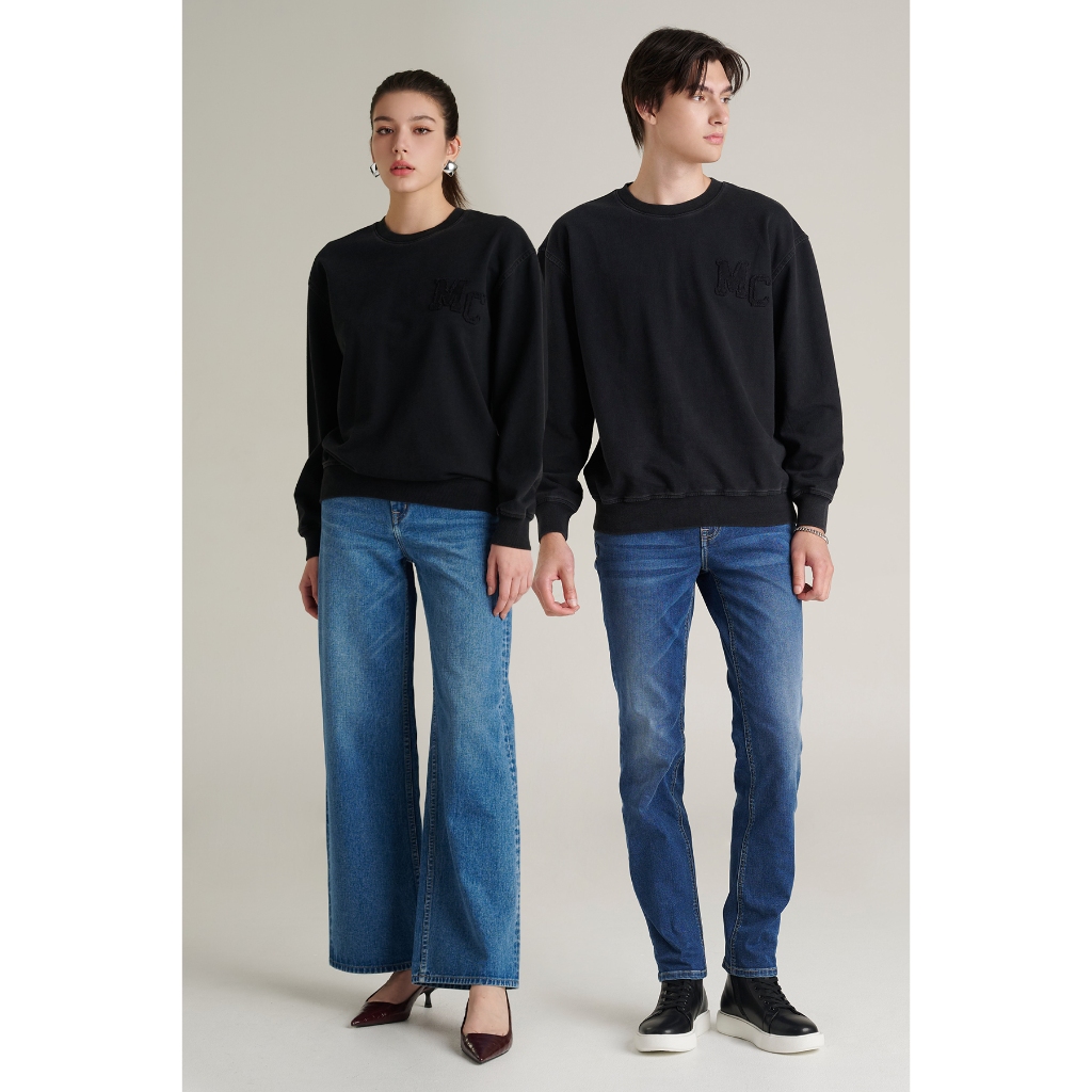 Mc JEANS เสื้อสเวตเตอร์ Unisex ทรงเรกูลาร์ (Regular) สีดำ MSWZ052 เนื้อผ้า 100% COTTON ดีเทลตัวอักษร