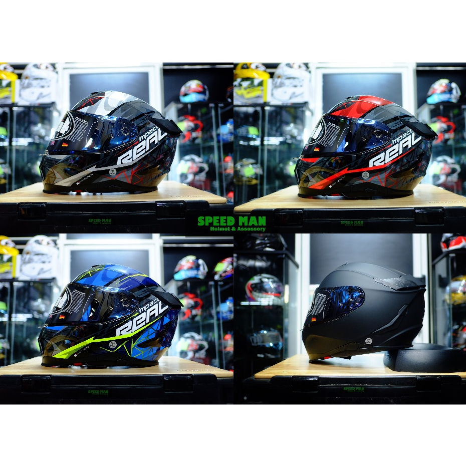 Real รุ่น Hurricane  มีแว่นดำกันแดด หมวกกันน็อค Real แบบสปอร์ตทัวริ่ง ชิลด์หน้าสีใส มีแว่นกันแดดด้านใน