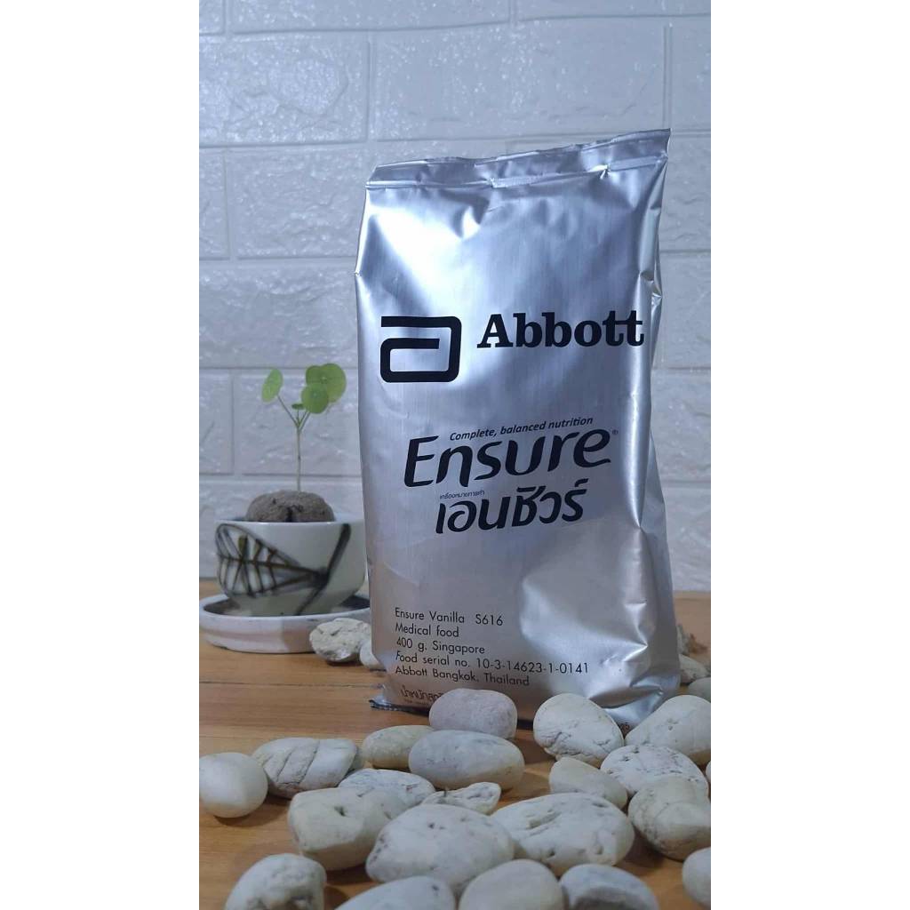 เอนชัวร์ ensure กลิ่นวนิลา ชนิดถุงเติม แบ่งขาย ขนาด400 กรัม x จำนวน1 ถุง (ซื้อ4 ถุงแถมช้อนตวง)