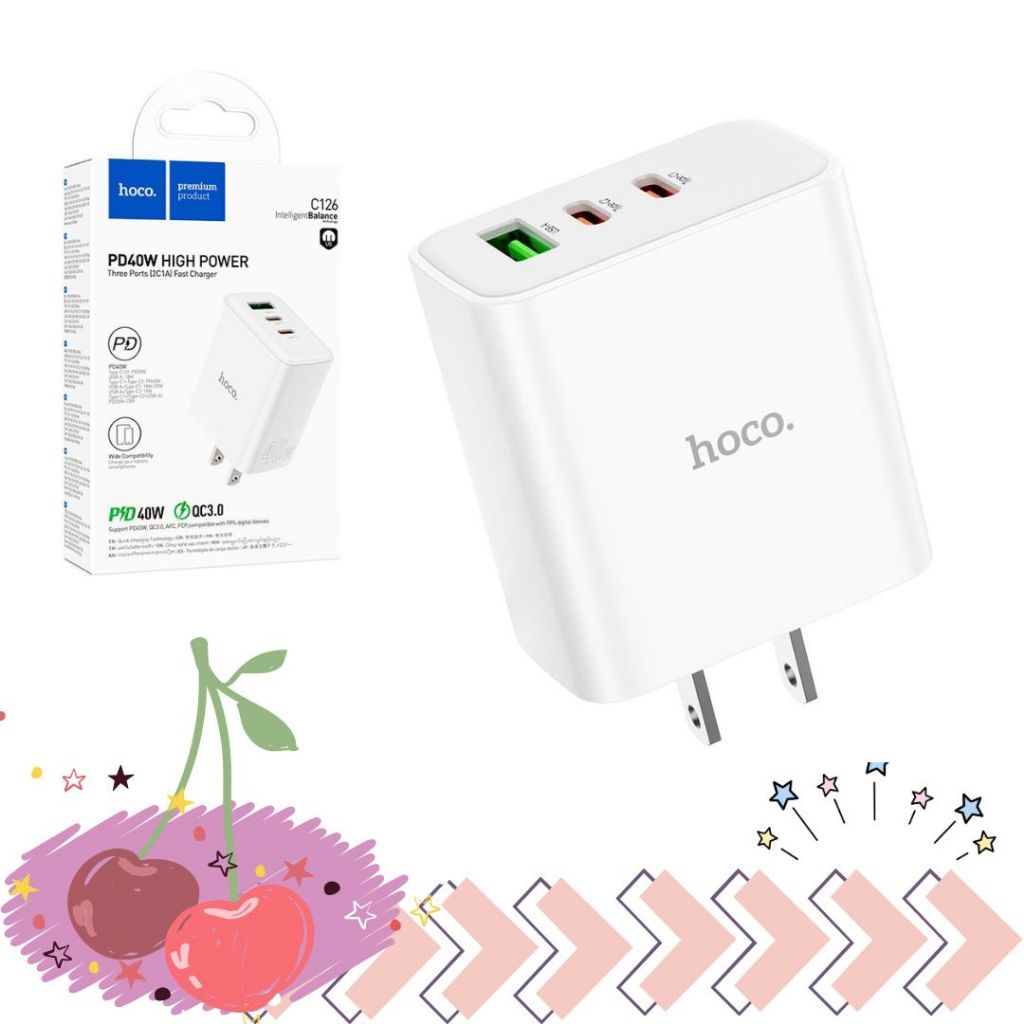 พร้อมส่งจากไทย Hoco C126 หัวชาร์จเร็ว Wall charger Pure power 40W PD20W + QC3.0
