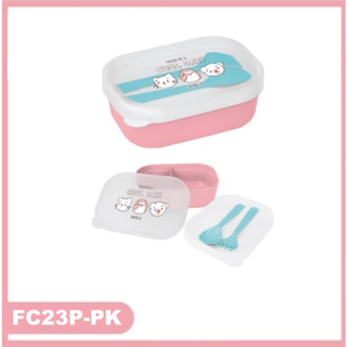 Eskimo กล่องข้าวพลาสติก 2 ช่อง รุ่น FC23P เข้าไมโครเวฟได้ แถมช้อนส้อม ปลอดสารBPA พลาสติกFood Grad
