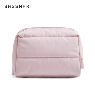 BAGSMART Makeup Bag Travel Cosmetic Bag กระเป๋าเปิดกว้าง Puffy Padded Make Up Bag Toiletries Accessories