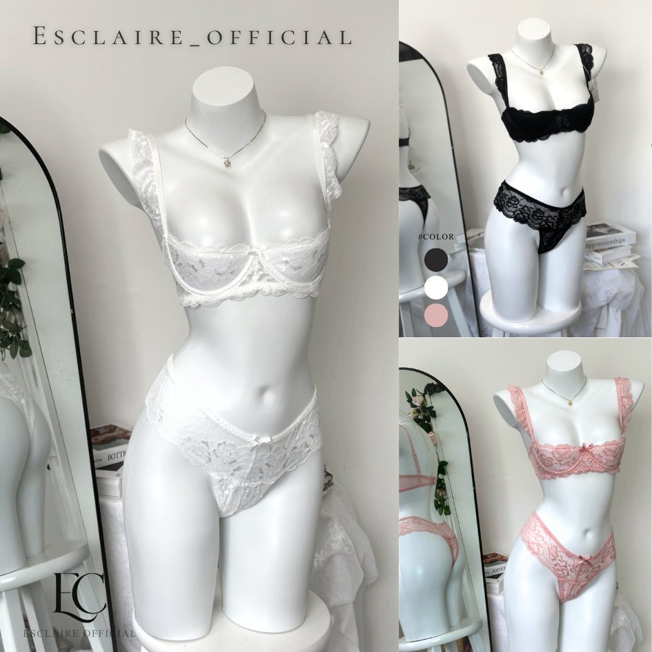 「✦ Esclaire.Official ✦」  พร้อมส่งในไทย ส่งด่วน ชุดชั้นในลูกไม้ครึ่งเต้า เปิดเป้า ชั้นในซีทรู ชุดชั้นในผู้หญิง
