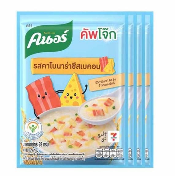 คนอร์คัพโจ๊กซอง รสคาโบนาร่าชีสเบคอน 28 กรัม (แพ็ก 4 ซอง)