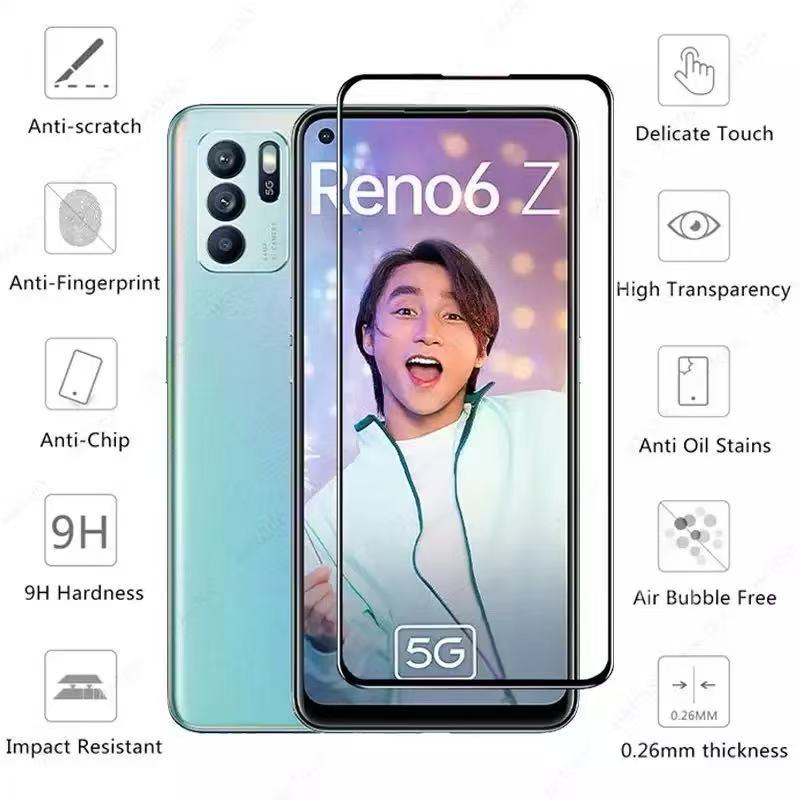 ฟิล์มกระจกนิรภัย สำหรับOppo Reno4 Reno5 Reno6 Reno6Z Reno7 Pro Reno7Z Reno8Z Reno2 Reno2F Reno11F Reno4Z  เต็มจอ