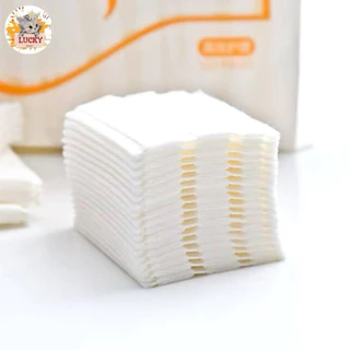 (12ห่อ) ลัคกี้แคร์ สำลีแผ่นรีดขอบ ขนาด 80แผ่น ขนาด 5x6 cm. ผลิตจากฝ้ายแท้