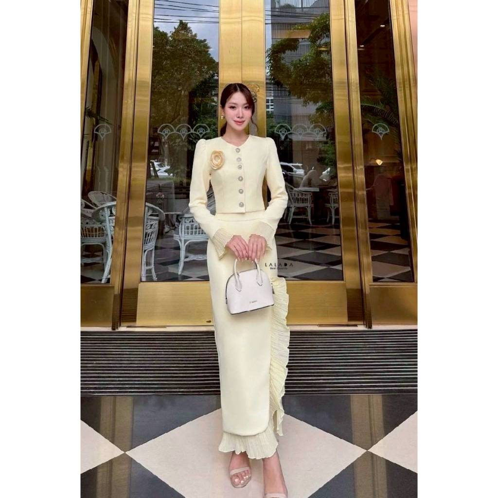 ร้านโค้ดคุ้ม  LALADA 42 เซตเรียบหรูดูแพง เสื้อ+กระโปรง+เข็มขัด ใส่ออกงาน ทำบุญ งานบวช ราคา ถูกที่สุด ดีลบีเคเค แกลเลอรีภาพที่ 6