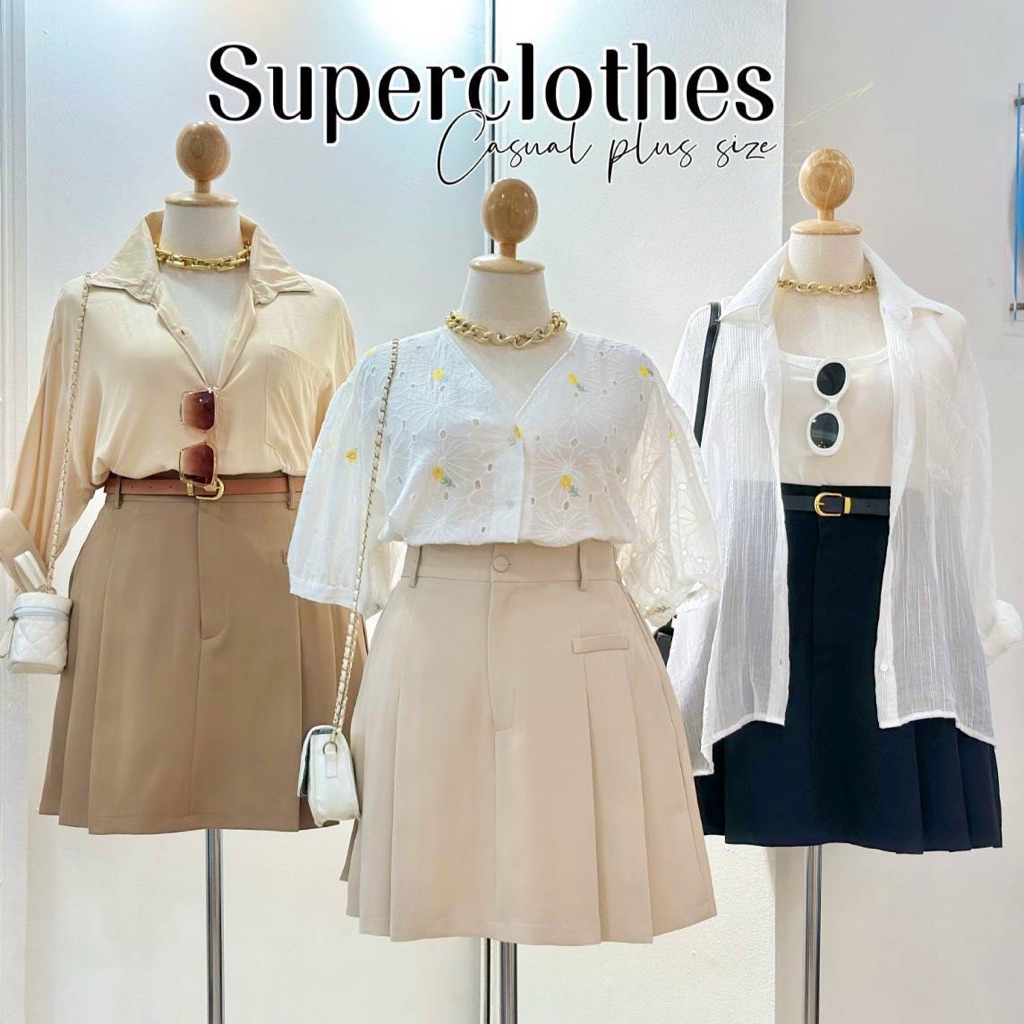 พร้อมส่ง|Monica Skirt   กระโปรงสุดหรู เนื้อผ้าเปเป้เกรดพรีเมี่ยม นุ่ม ยืด ใส่สบาย ดีเทลจีบคู่ มีซับในขาสั้นสาวอวบ – โปรปัง