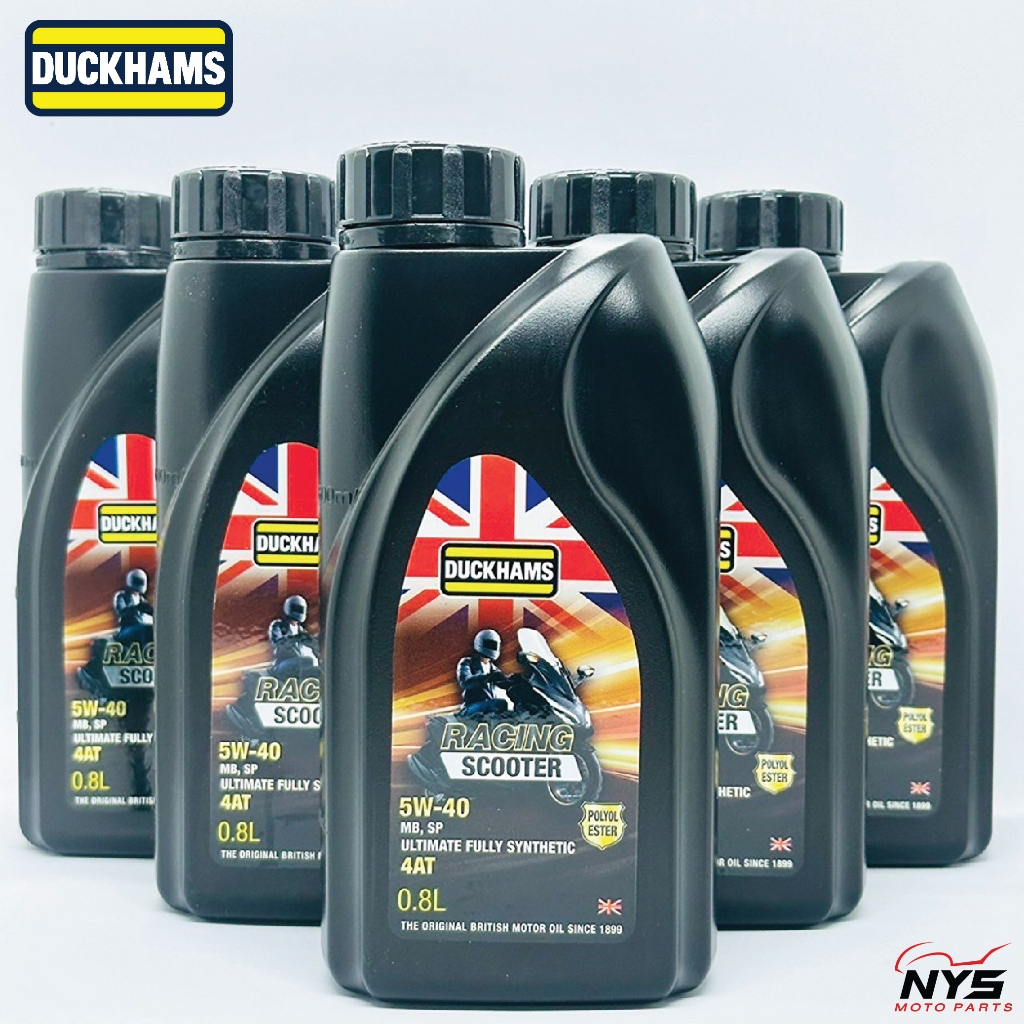 น้ำมันเครื่องDuckhams Scooter 5W-40 MB 4AT ขนาด0.8L ดั๊กแฮมส์สังเคราะห์แท้100% สำหรับรถจักรยานยนต์ออโตเมติกโดยเฉพาะ