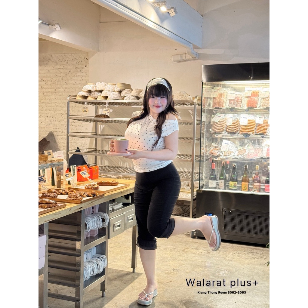 Frilly Pants - กางเกงเลกกิ้งปลายระบาย (เอว 32-44 นิ้ว) กางเกงเลกกิ้ง สาวอวบ ไซส์ใหญ่