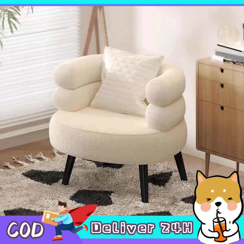Dogegg🐶โซฟามินิมอล เก้าอี้แต่งหน้า ผ้าขนแกะ นุ่มสบาย ตกแต่งห้อง คาเฟ่ เบาะกว้างหนานุ่ม มี3สี