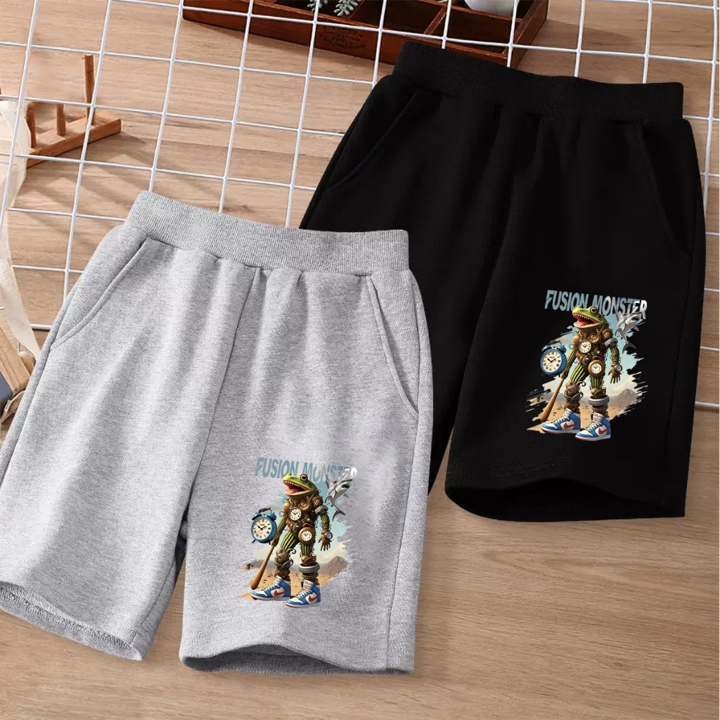 F1175B（พร้อมส่งในไทย）กางเกงขาสั้นเด็ก ลายน่ารัก มีกระเป๋า2ข้าน