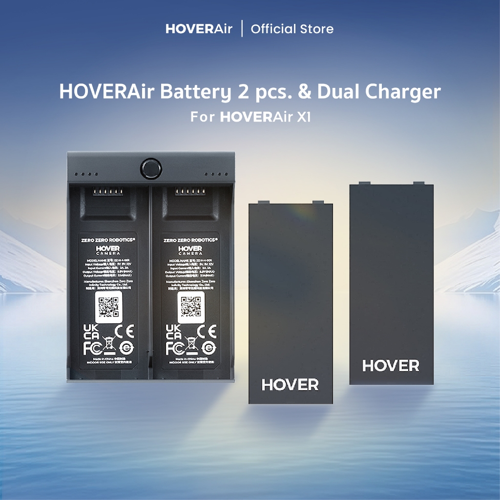 HOVERAir Battery 2 pcs. & Dual Charger ชุดแบตเตอรี่และแท่นชาร์จรางคู่สำหรับ Hover Air X1 ศูนย์ไทย