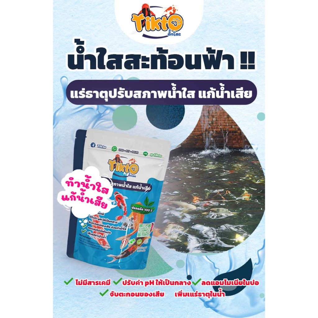 Tikto  ติ๊กโตะ – แร่ธาตุแท้ คืนความใส ลดคราบ ลดกลิ่นในบ่อปลา