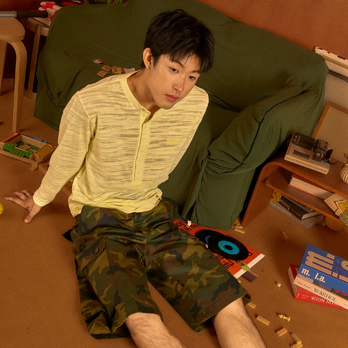 Headboyy - Military Cargo Jorts - 6 Pockets - กางเกงคาร์โก้ทรงจอช - สีเขียว/น้ำตาลคาราเมล