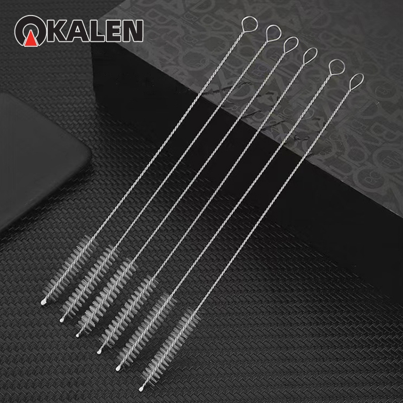 KALEN แปรงทําความสะอาดฟางแปรงทําความสะอาดขวดฟางแบบพกพามัลติฟังก์ชั่นสแตนเลสผมนุ่ม องศาแปรงขัด