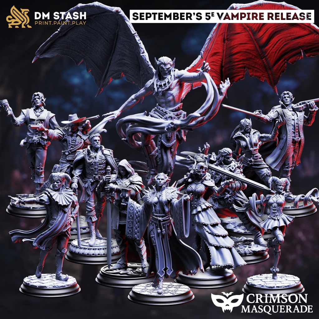 DnD Miniature I Crimson Masquerade - โมเดลบอร์ดเกม (งานเรซิ่นยังไม่ลงสี) ฐาน 1-2 นิ้ว