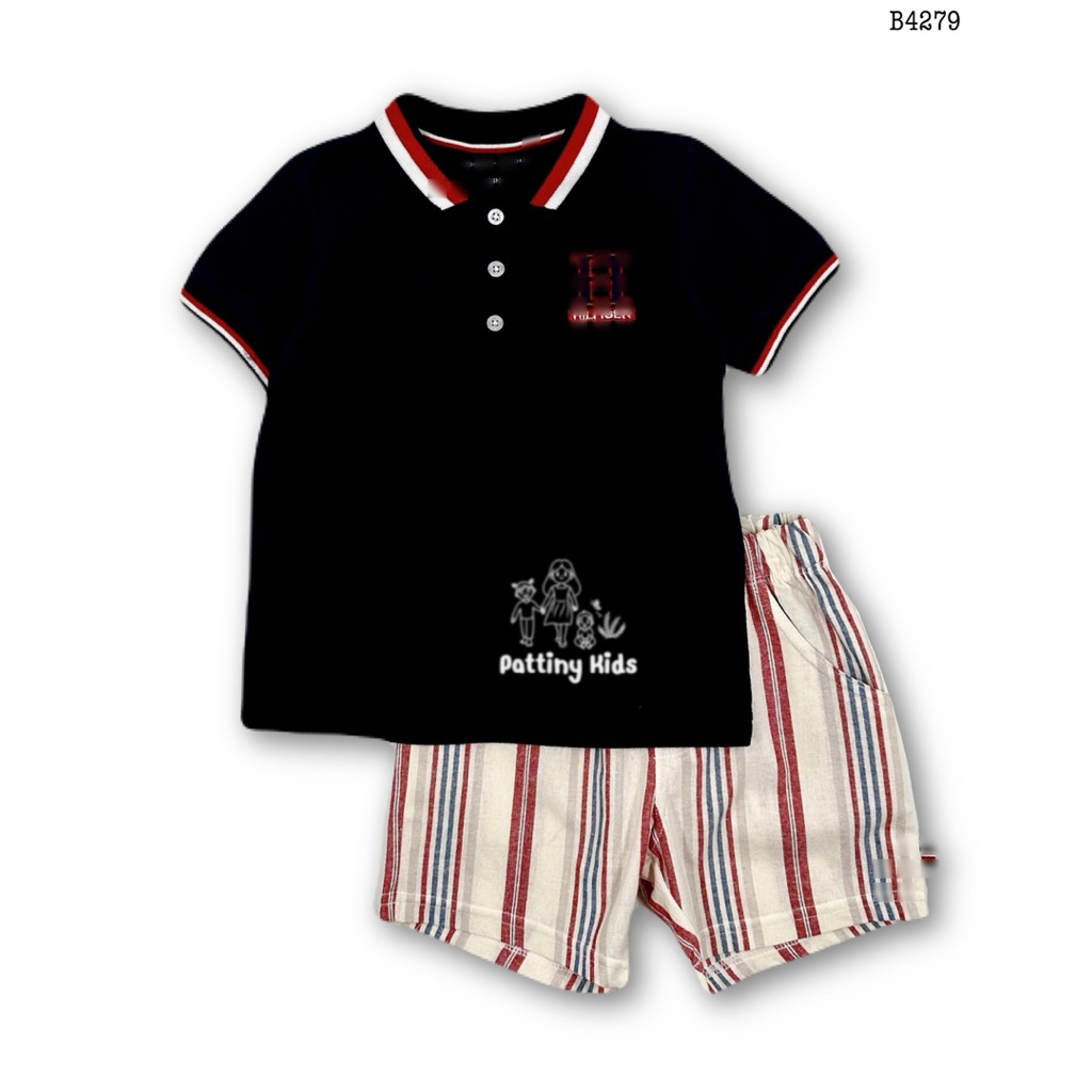 ชุดเด็กเซ็ต 2 ชิ้น(เสื้อ+กางเกง)เสื้อเนื้อผ้าโบโล