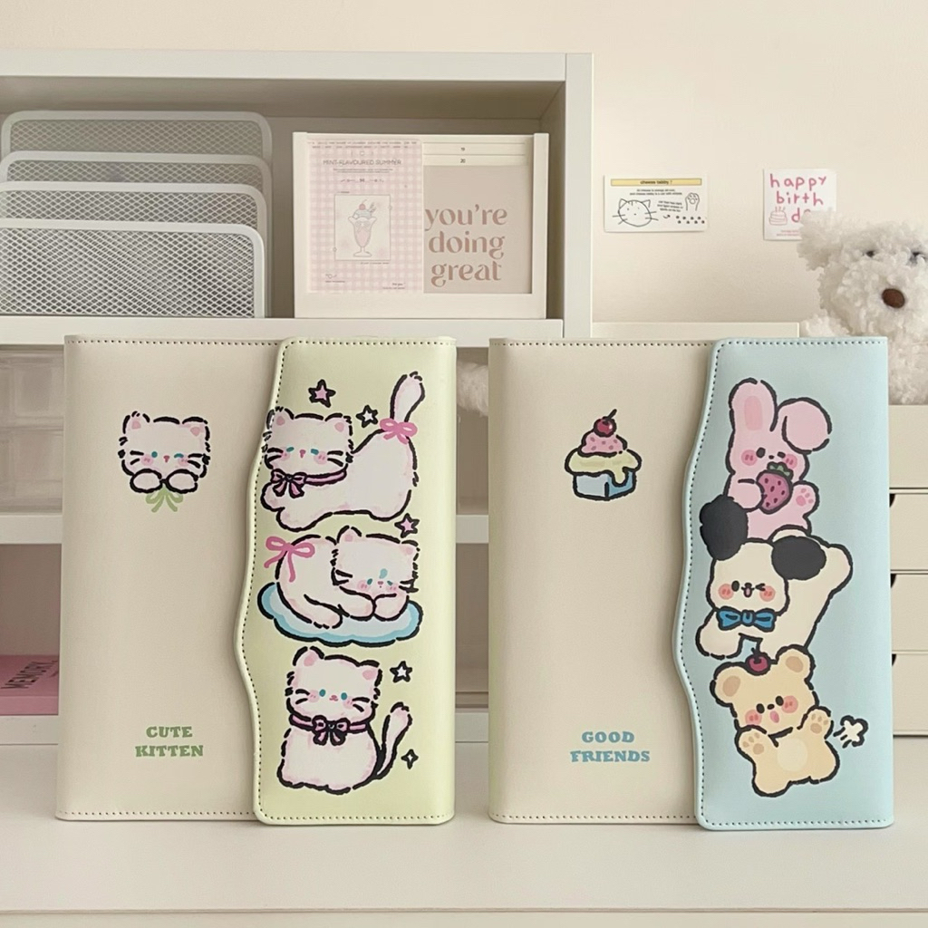 พร้อมส่ง🇹🇭แฟ้มPU Cute Kitten Good Friends (เฉพาะแฟ้ม) ขนาดA5 6ห่วง แฟ้มการ์ด Photo Album (AD) #B4