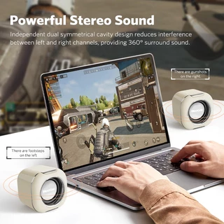 MEEGOO มัลติมีเดีย USB ลำโพงตั้งโต๊ะ เสียง 3.5 มม. เหมาะสำหรับคอมพิวเตอร์ โทรศัพท์มือถือ และแท็บเล็ต