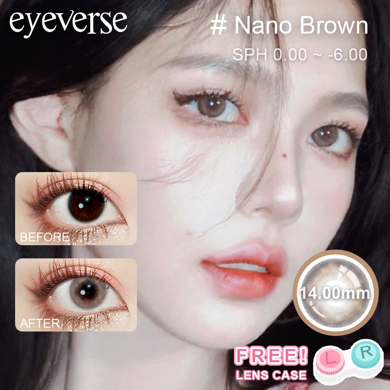 [0.00-6.00] Eyeverse สีนาโนบราวน์ 14mm แบบรายเดือน COD ตาโต นุ่มสุดๆไม่ระคายเคือง
