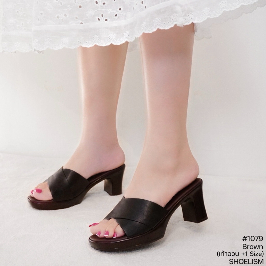 (เท้าอวบเพิ่ม 1 ไซส์) รองเท้าลำลอง ส้นสูงแบบสวม (SS 1079) ส้นแมกซี่สวย รุ่นนี้ใส่แล้วดูสง่าเป๊ะเว่อร์สุดๆ - รูปที่ 3