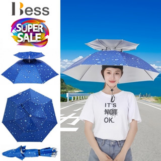 A42-หมวกติดร่ม 2 ชั้น หมวกร่มกันแดดกันฝน ร่มติดหัวพับได้ อุป…