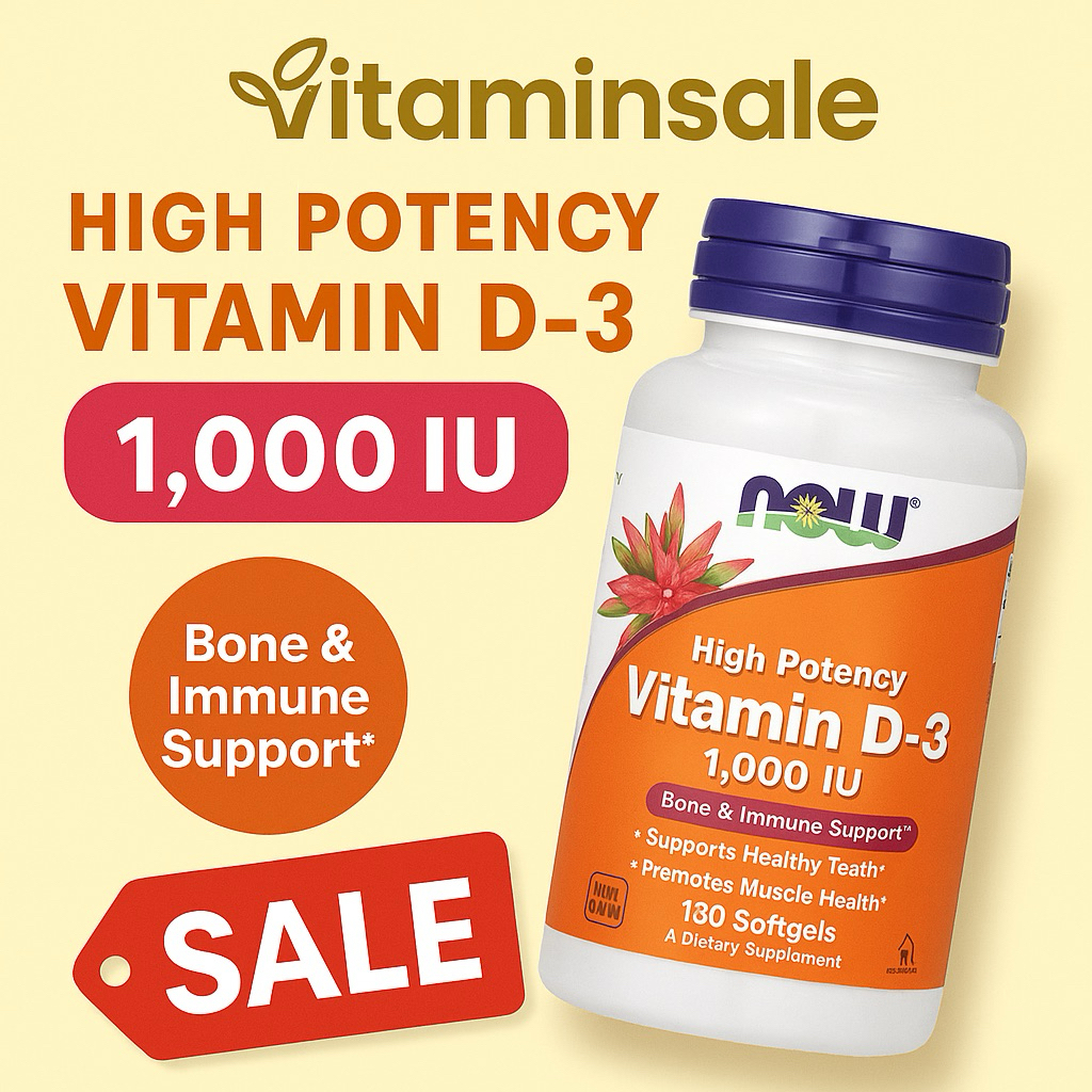Now Foods, Vitamin D-3, High Potency, 1000 IU, 180 Softgels